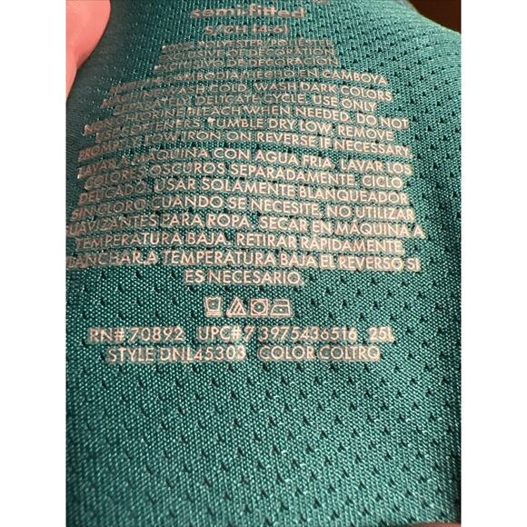 DANSKIN NOW Semi-Fitted L/S Activewear Shirt 1/4 Zip 2 Tone Teal Sz S - Picture 7 of 7